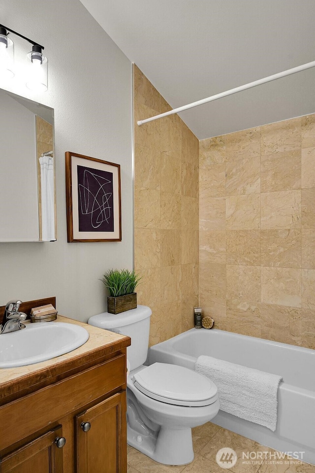 1542 15th Ave S Unit A, Seattle, WA 98144 - bathroom with vanity, shower / bath combination with curtain, and tile patterned floors