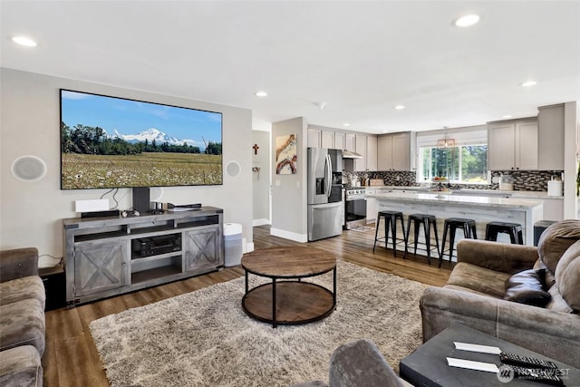 8984 Delta Line Rd, Custer, WA 98240 - living area featuring wood finished floors and recessed lighting