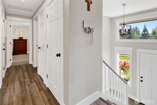 8984 Delta Line Rd, Custer, WA 98240 - entryway featuring dark wood finished floors and a chandelier