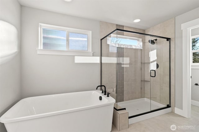 15627LOT15 SE 257th St, Covington, WA 98042 - bathroom featuring a freestanding bath and a shower stall