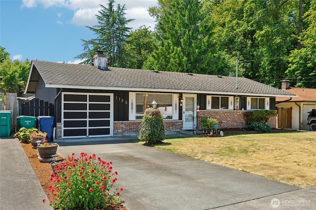 1106 SE 26th St, Auburn, WA 98002 - ranch-style house featuring a garage, brick siding, a chimney, board and batten siding, and driveway