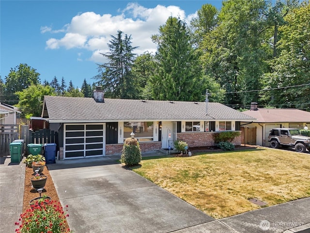 1106 SE 26th St, Auburn, WA 98002 - ranch-style house with a chimney, driveway, brick siding, and an attached garage