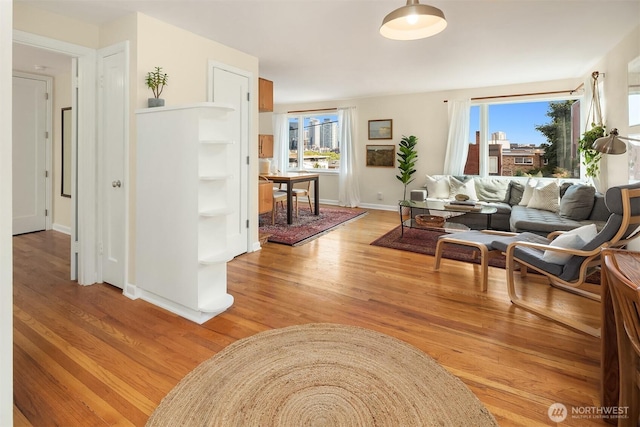 228 Aloha St Unit 403, Seattle, WA 98109 - living room with light wood finished floors and baseboards