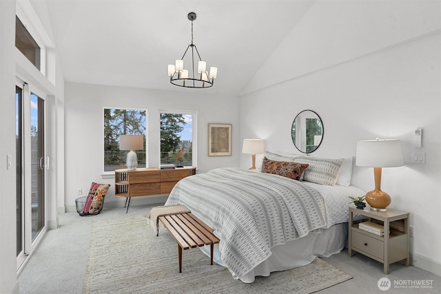 1261 NE 100th St, Seattle, WA 98125 - carpeted bedroom featuring a chandelier and vaulted ceiling
