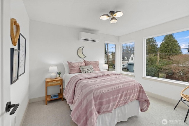 1261 NE 100th St, Seattle, WA 98125 - carpeted bedroom featuring an AC wall unit and multiple windows