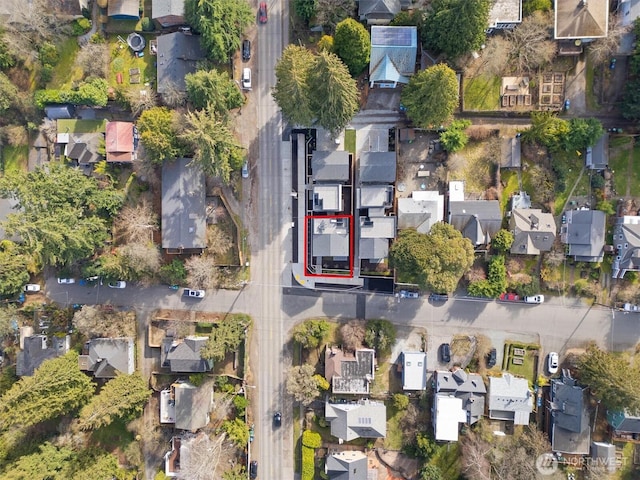 1261 NE 100th St, Seattle, WA 98125 - aerial view of property and surrounding area with nearby suburban area and property boundaries highlighted