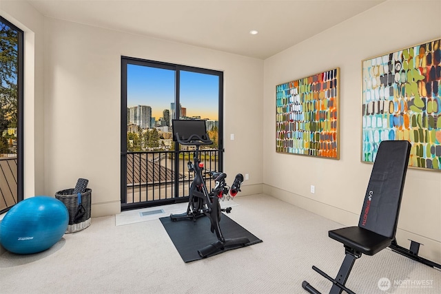 9630 SE 5th St, Bellevue, WA 98004 - workout area featuring carpet and recessed lighting