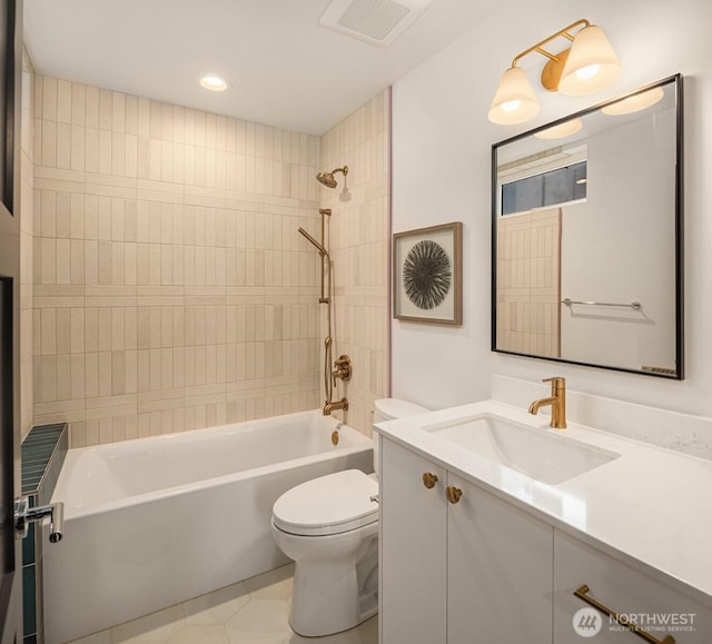 3608 Francis Ave N, Seattle, WA 98103 - full bathroom with vanity,  shower combination, tile patterned floors, and recessed lighting