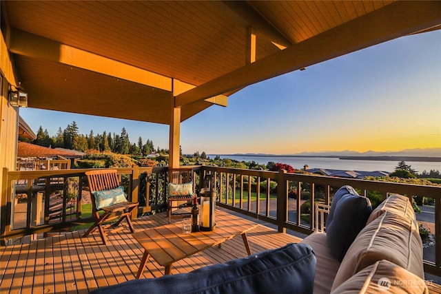 18354 Ridgefield Rd NW, Shoreline, WA 98177 - deck at dusk with a water view