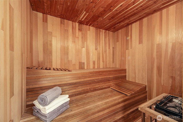 18354 Ridgefield Rd NW, Shoreline, WA 98177 - sauna / steam room with wood ceiling and wooden walls