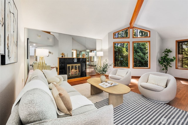 33202 2nd Pl SW, Federal Way, WA 98023 - living room featuring wood finished floors and a glass covered fireplace