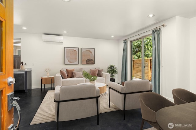 933 16th Avene, Seattle, WA 98122 - living room featuring a wall mounted air conditioner and recessed lighting