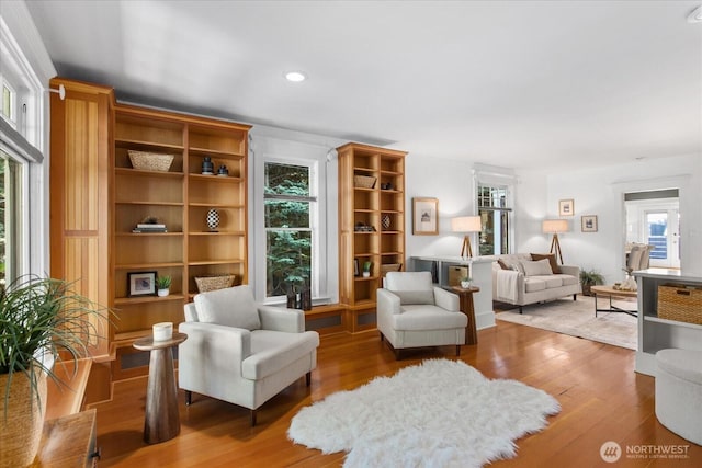 5825 4th Ave NW, Seattle, WA 98107 - sitting room featuring hardwood / wood-style floors and recessed lighting