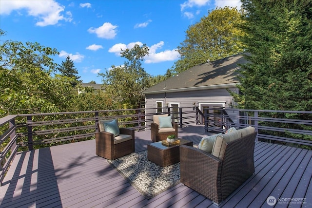 5825 4th Ave NW, Seattle, WA 98107 - wooden deck featuring an outdoor hangout area