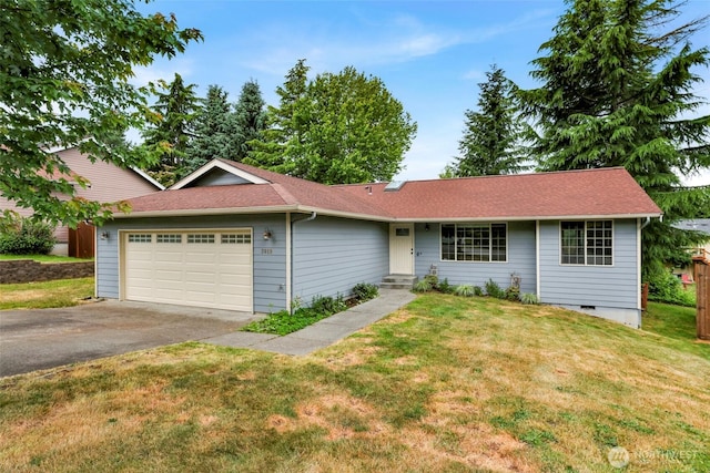 3919 Timothy Ct, Bellingham, WA 98226 - single story home with an attached garage, asphalt driveway, a front yard, and a shingled roof