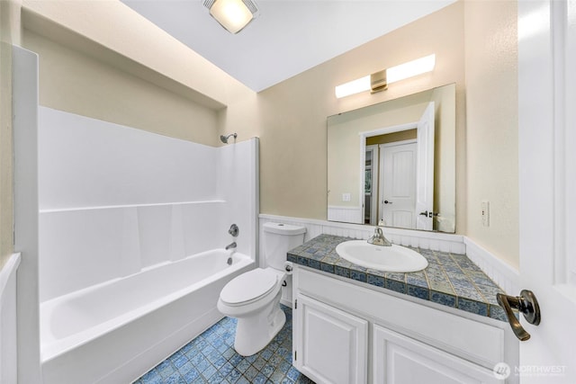 3919 Timothy Ct, Bellingham, WA 98226 - full bathroom with vanity, wainscoting, bathing tub / shower combination, and tile patterned floors