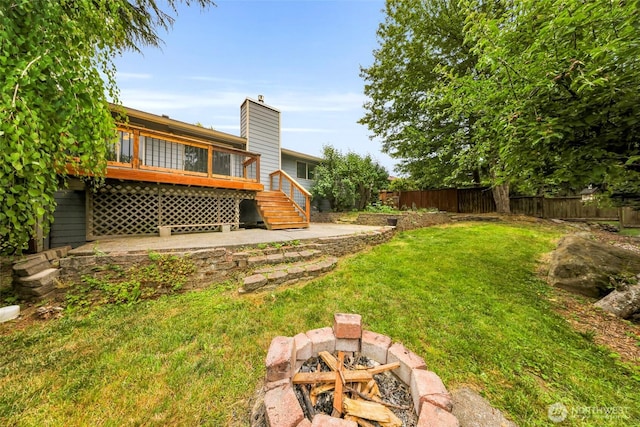3919 Timothy Ct, Bellingham, WA 98226 - view of yard with a fire pit, stairway, and a deck