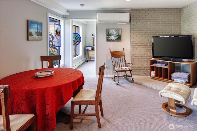 15638 94th Ave SW, Vashon, WA 98070 - dining space with a wall unit AC, carpet, and baseboard heating