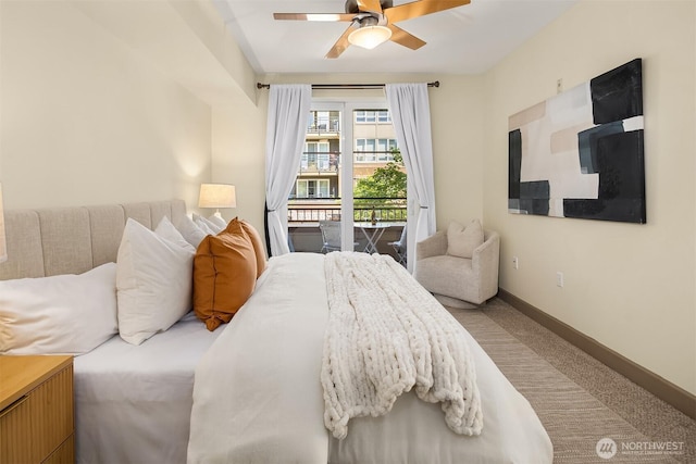 1840 25th Ave NE Unit 210, Issaquah, WA 98029 - carpeted bedroom with access to exterior and ceiling fan