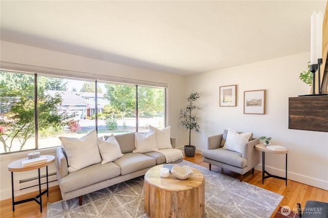 16047 Ashworth Ave N, Shoreline, WA 98133 - living area featuring baseboard heating and wood finished floors