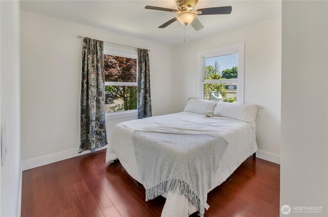 418 Jefferson St, Centralia, WA 98531 - bedroom featuring dark wood-type flooring and ceiling fan