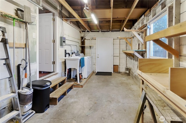 418 Jefferson St, Centralia, WA 98531 - basement with independent washer and dryer and a sink
