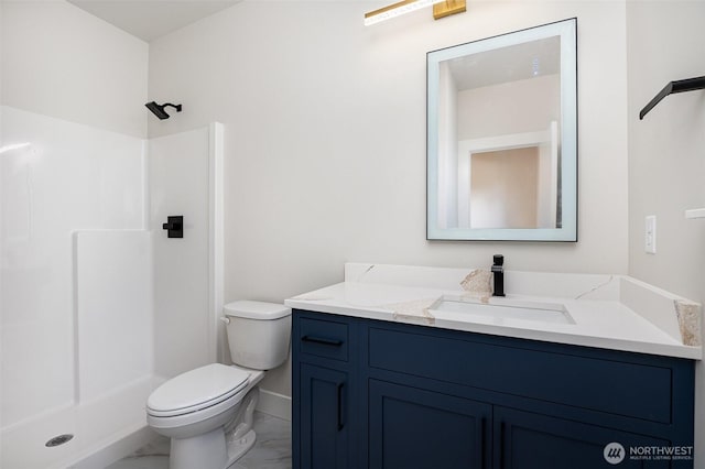 1515 243rd Pl SW Unit A, Bothell, WA 98012 - full bathroom with vanity, marble look tile flooring, and a shower