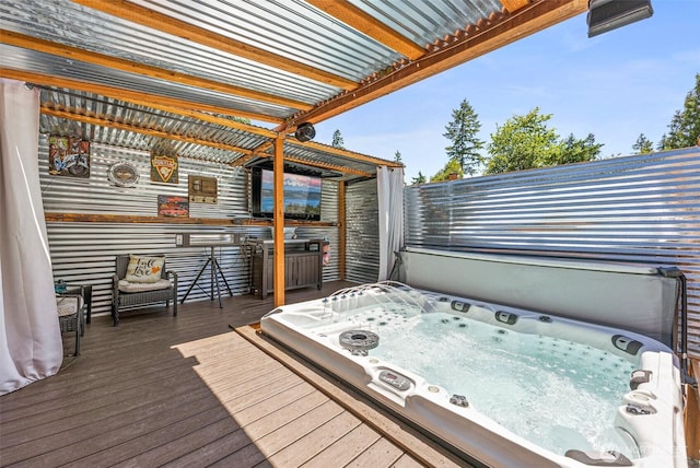 20311 Orting Kapowsin Hwy E, Graham, WA 98338 - wooden terrace with a covered hot tub
