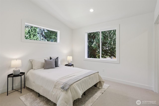 11737 38th Ave NE Unit A, Seattle, WA 98125 - carpeted bedroom featuring lofted ceiling and recessed lighting