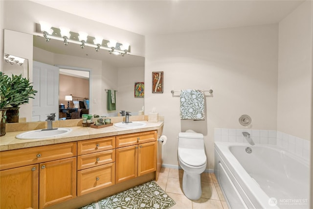2244 SE 132nd Ave Unit B217, Bellevue, WA 98005 - full bath featuring double vanity, a garden tub, tile patterned floors, and ensuite bath