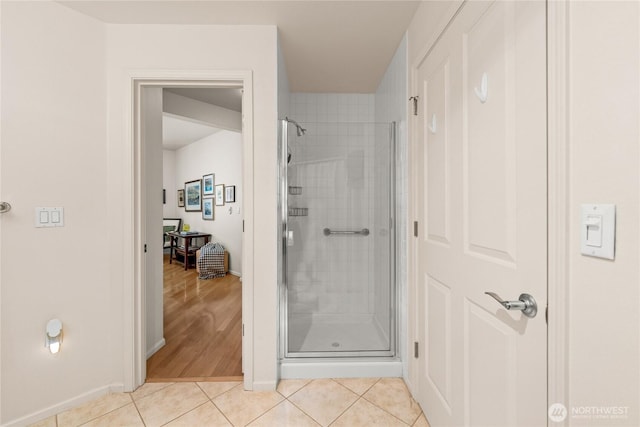 2244 SE 132nd Ave Unit B217, Bellevue, WA 98005 - full bath featuring a shower stall and tile patterned flooring