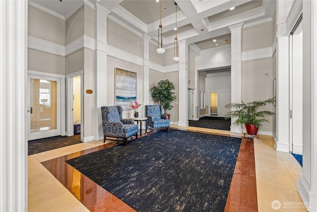 2244 SE 132nd Ave Unit B217, Bellevue, WA 98005 - common area with a high ceiling, ornamental molding, and coffered ceiling