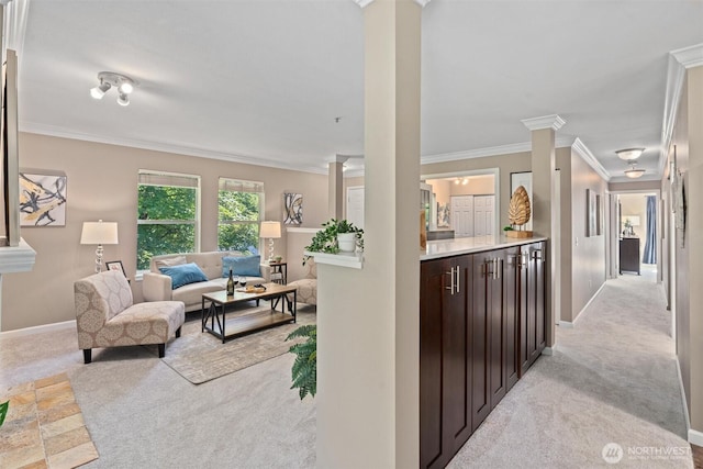33020 10th Ave SW Unit M302, Federal Way, WA 98023 - corridor featuring ornate columns, light colored carpet, and ornamental molding
