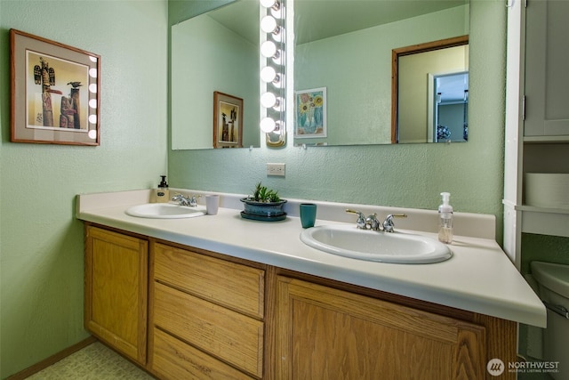 2120 Niagara Dr, Bellingham, WA 98229 - bathroom with double vanity and a textured wall