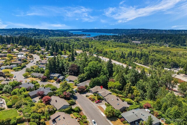 1823 121st Ave SE, Bellevue, WA 98005 - aerial view of residential area with a forest and a large body of water