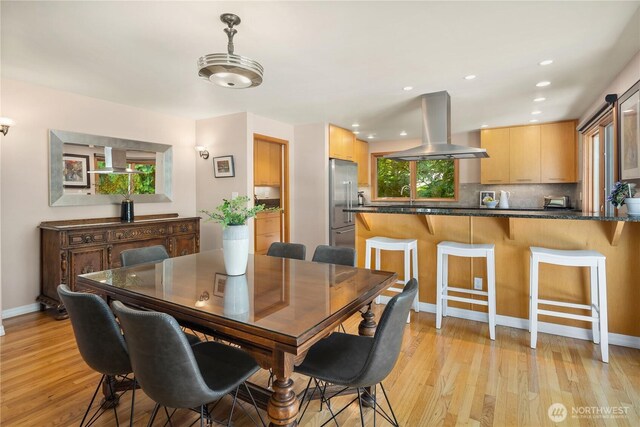 1823 121st Ave SE, Bellevue, WA 98005 - dining area featuring light wood-type flooring and recessed lighting