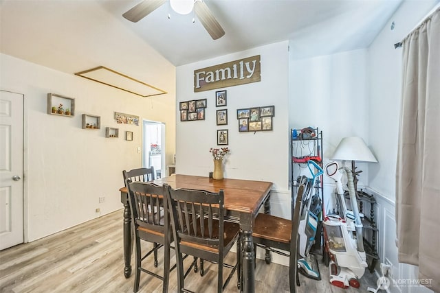 610 Westlake Ave, Morton, WA 98356 - dining space featuring attic access, light wood finished floors, and ceiling fan
