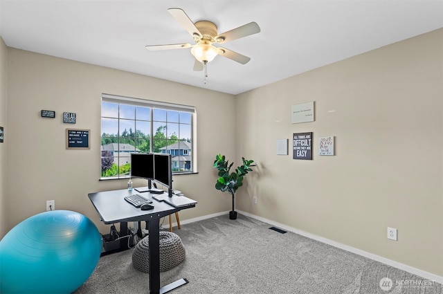 5115 150th St SE, Everett, WA 98208 - home office with ceiling fan and carpet flooring