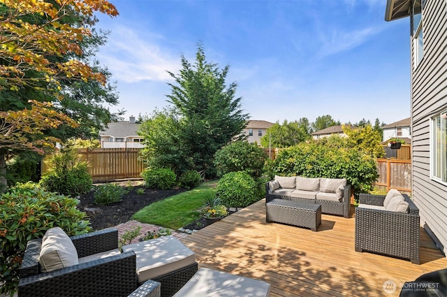 5115 150th St SE, Everett, WA 98208 - fenced backyard with an outdoor hangout area and a deck