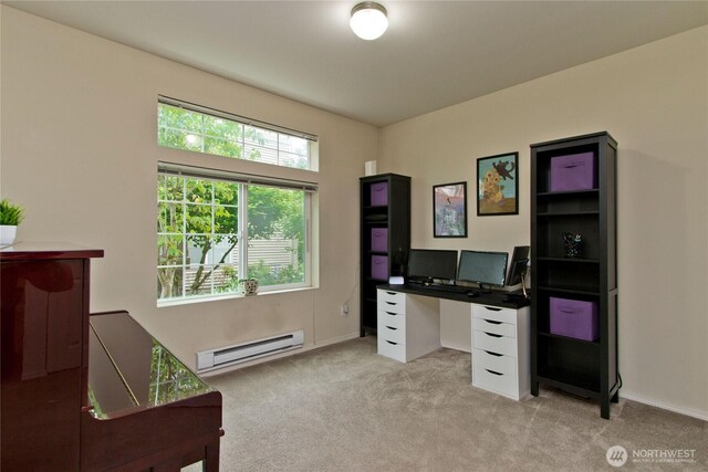15325 SE 155th Pl Unit K1, Renton, WA 98058 - office area featuring a baseboard radiator and light carpet