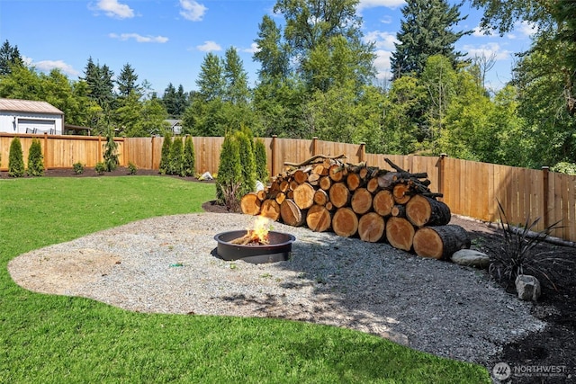 16429 Snohomish Ave SE, Clearview, WA 98296 - fenced backyard featuring a fire pit