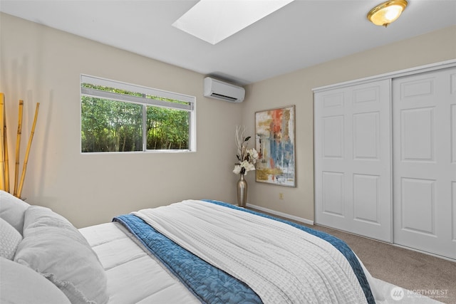 8618 212th St NE, Arlington, WA 98223 - carpeted bedroom with a wall mounted AC, a skylight, and a closet