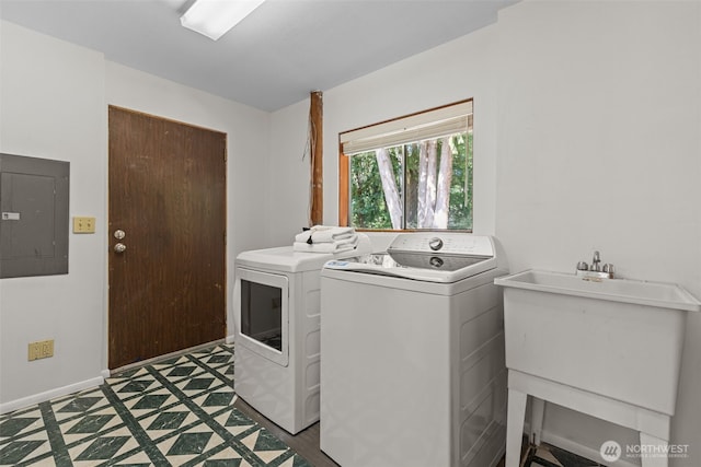 8618 212th St NE, Arlington, WA 98223 - laundry room with electric panel and washing machine and clothes dryer