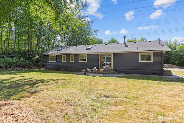 8618 212th St NE, Arlington, WA 98223 - back of property with crawl space, a patio area, and a yard