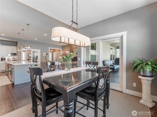 2038 Maiden Ln, Wenatchee, WA 98801 - dining area with dark wood-style floors and recessed lighting