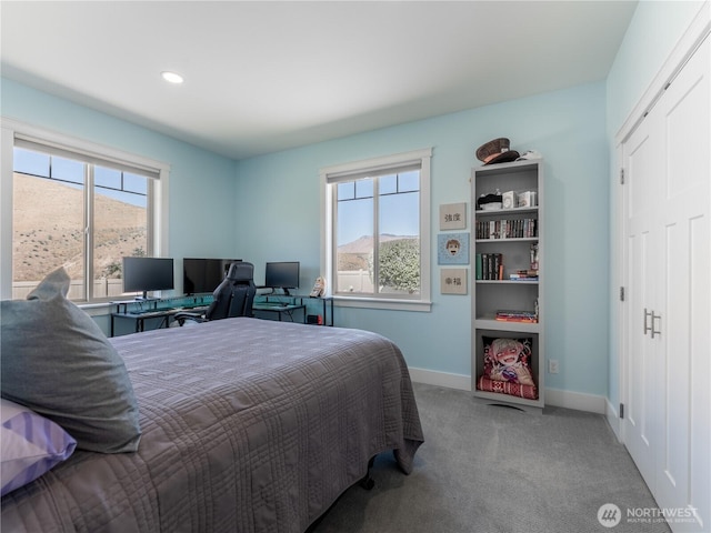 2038 Maiden Ln, Wenatchee, WA 98801 - carpeted bedroom with multiple windows, an office area, and recessed lighting