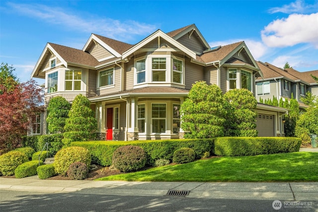 108 239th Way SE, Sammamish, WA 98074 - view of front facade featuring a front yard, an attached garage, and a shingled roof
