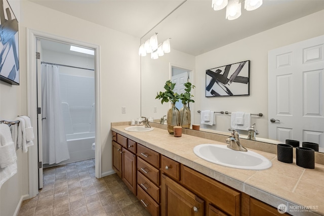 108 239th Way SE, Sammamish, WA 98074 - full bathroom with double vanity and shower / bathtub combination with curtain