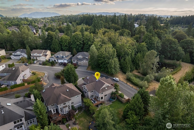 108 239th Way SE, Sammamish, WA 98074 - aerial view of residential area featuring a forest and a mountainous background
