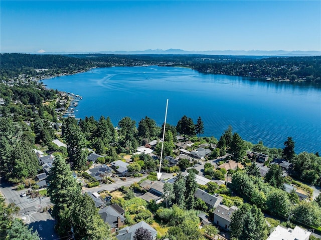 3719 NE 145th St, Seattle, WA 98155 - aerial view of residential area with a large body of water and a heavily wooded area